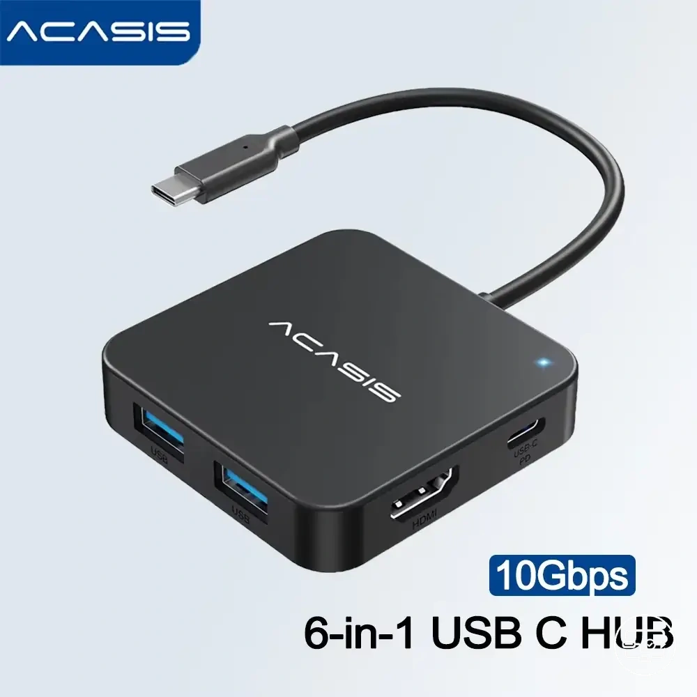 Hub USB-C com HDMI 6 em 1, 4K 60 Hz