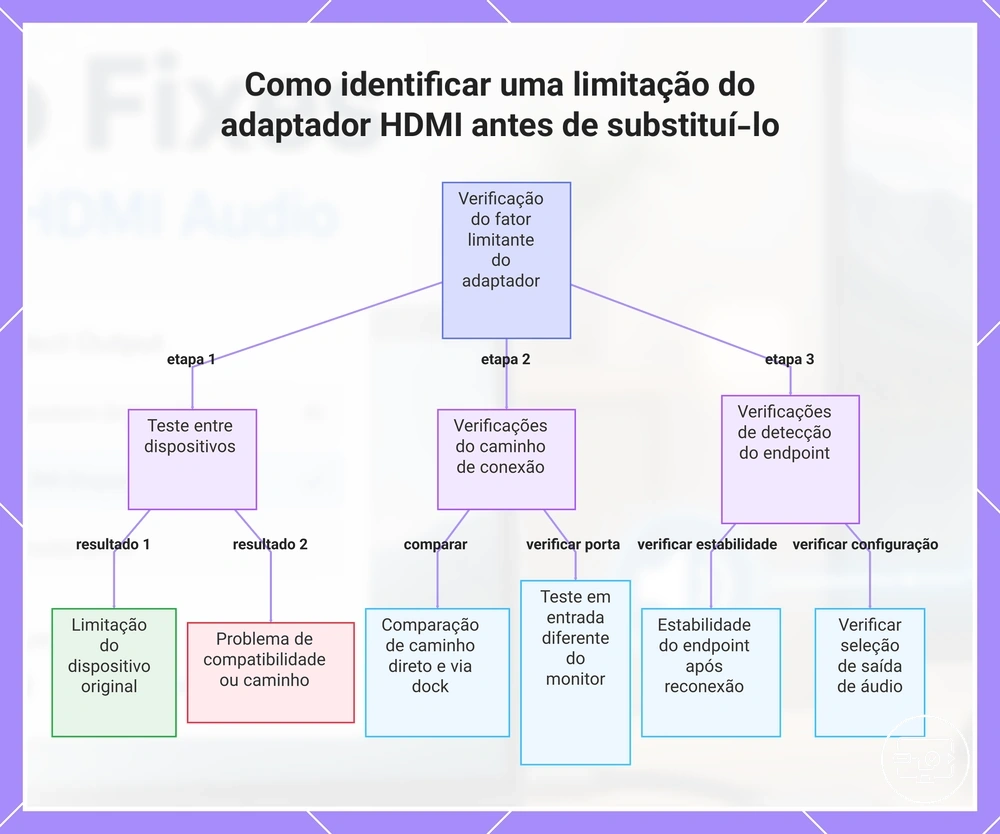 Como identificar uma limitação do adaptador HDMI antes de substituí-lo
