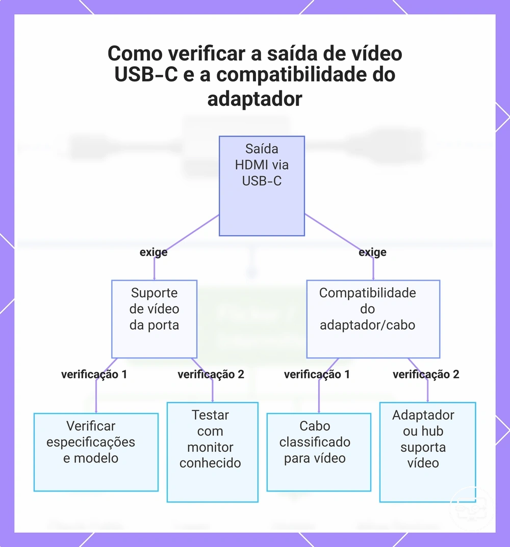 Como verificar a saída de vídeo USB-C e a compatibilidade do adaptador
