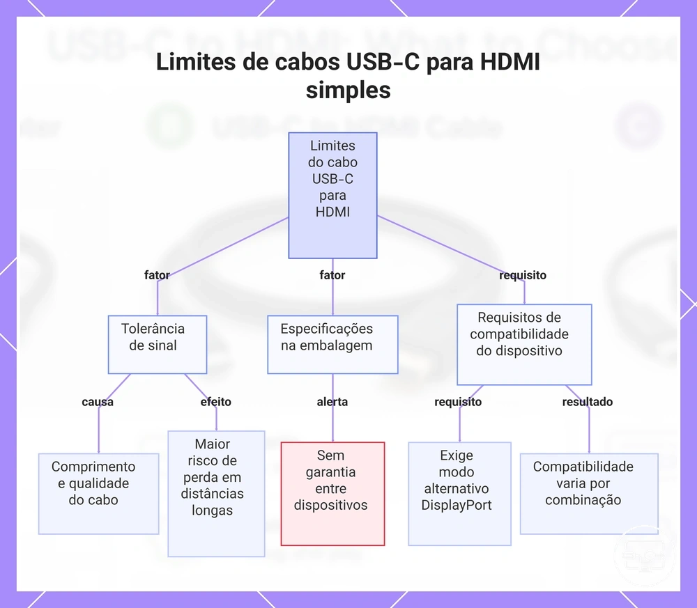 Limites de cabos USB-C para HDMI simples