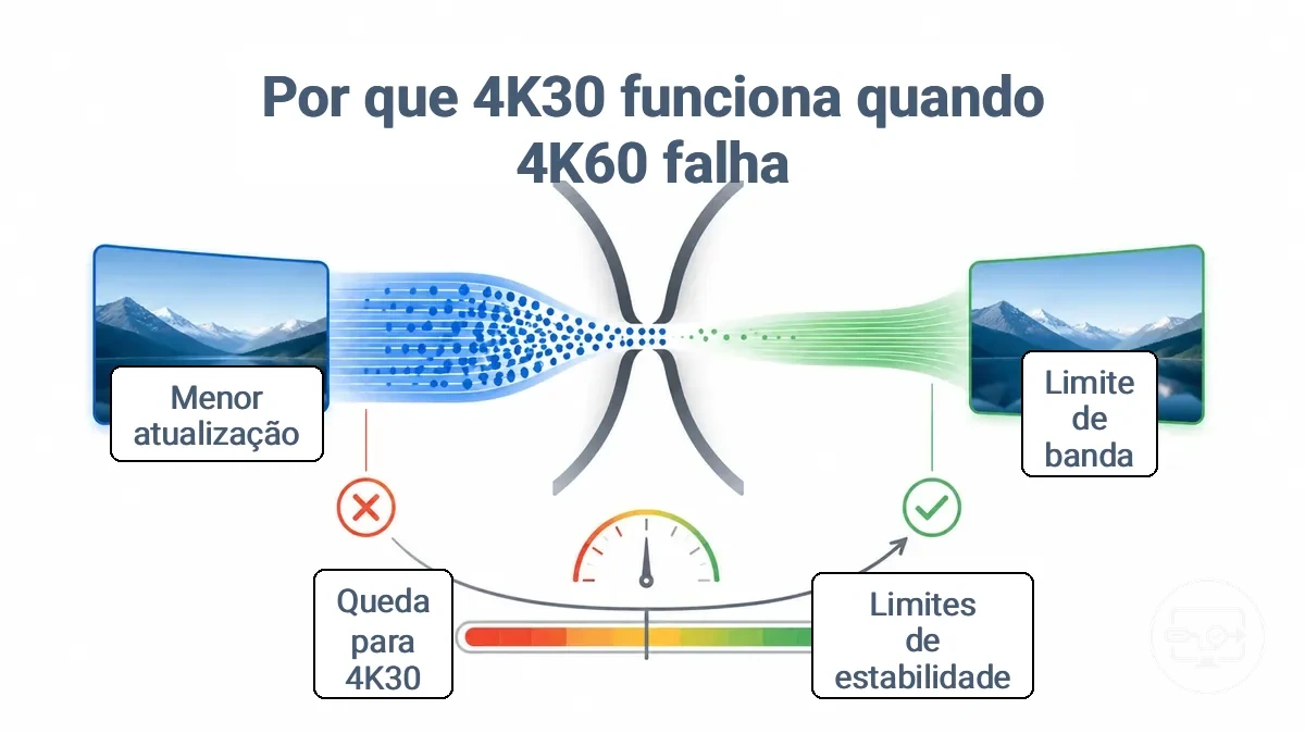 Gráfico comparativo mostrando por que algumas configurações USB-C para HDMI retrocedem de 4K60 para 4K30