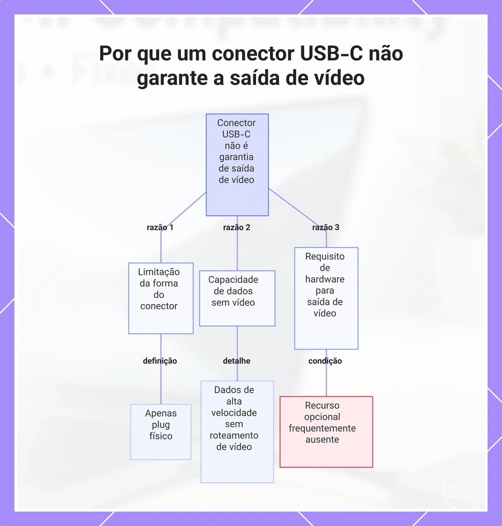 Por que um conector USB-C não garante a saída de vídeo