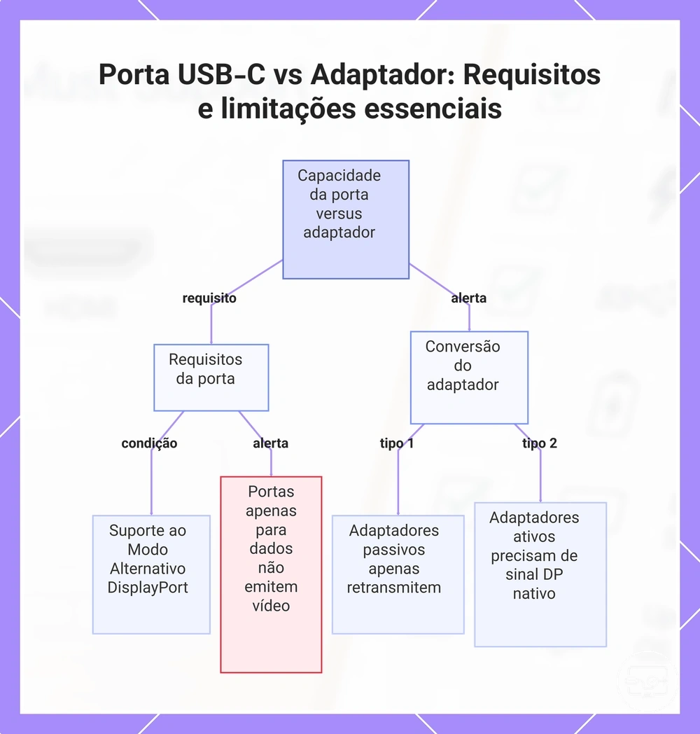 Porta USB-C vs Adaptador: Requisitos e limitações essenciais