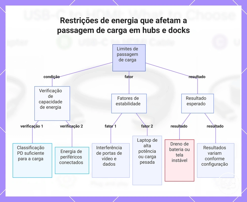 Restrições de energia que afetam a passagem de carga em hubs e docks