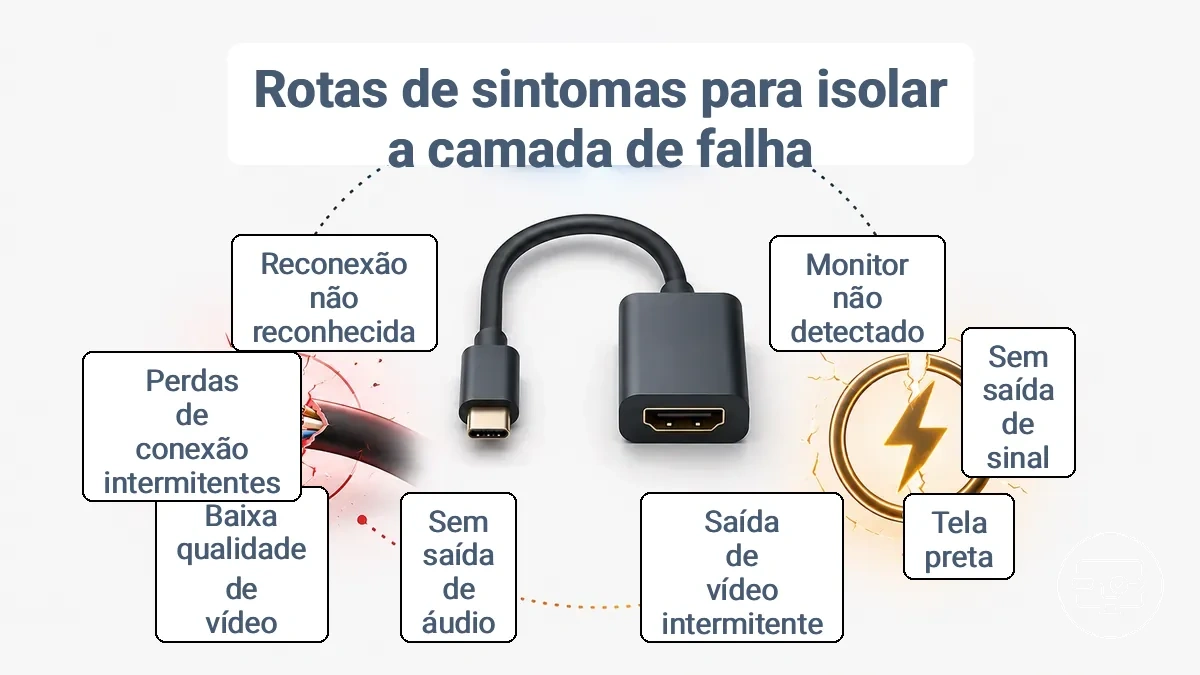 Mapeamento de sintoma para camada para solução de problemas USB-C para HDMI