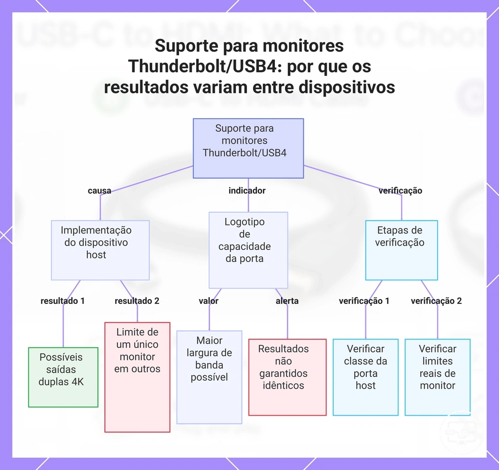 Suporte para monitores Thunderbolt/USB4: por que os resultados variam entre dispositivos