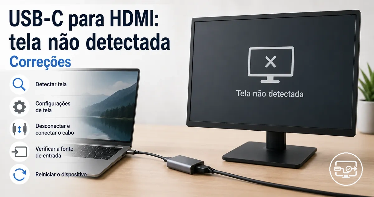 Solução de problemas USB-C para HDMI quando a tela não é detectada