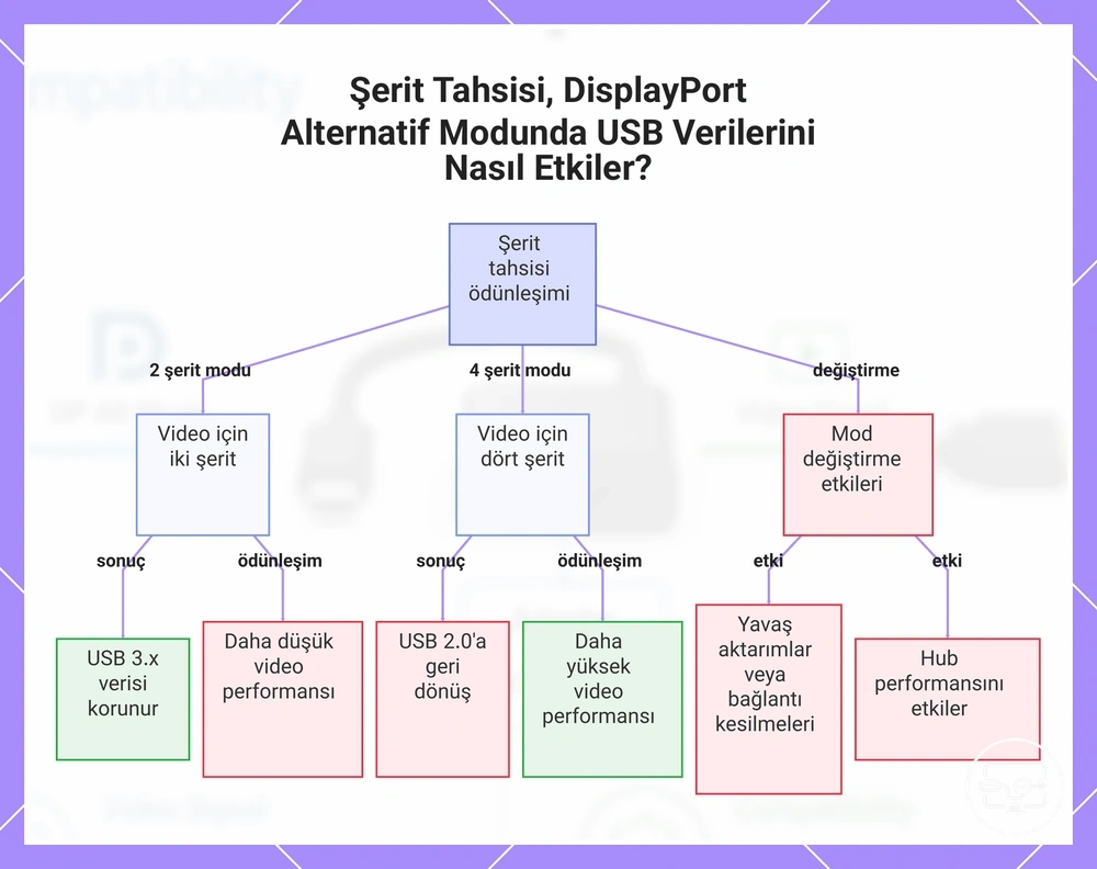 Şerit Tahsisi, DisplayPort Alternatif Modunda USB Verilerini Nasıl Etkiler?
