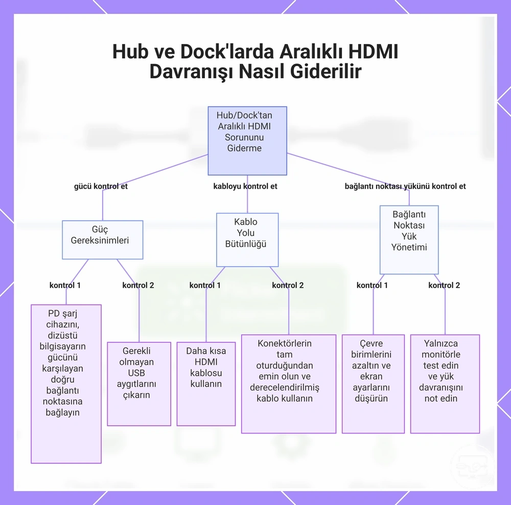 Hub ve Dock'larda Aralıklı HDMI Davranışı Nasıl Giderilir