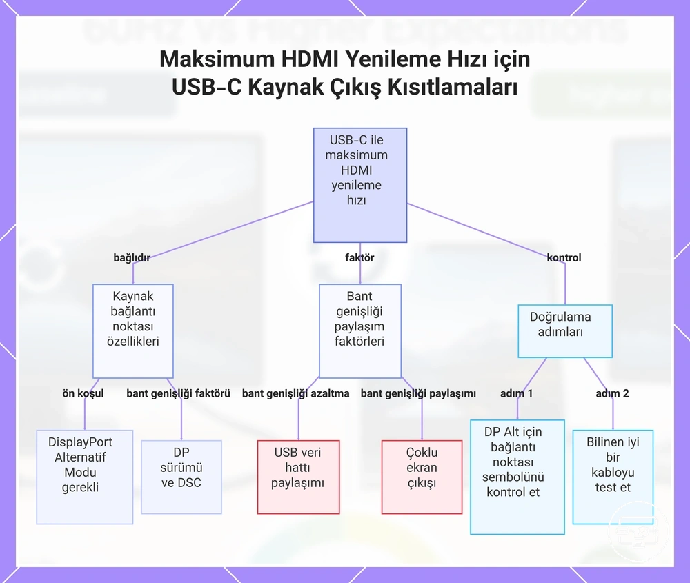 Maksimum HDMI Yenileme Hızı için USB-C Kaynak Çıkış Kısıtlamaları