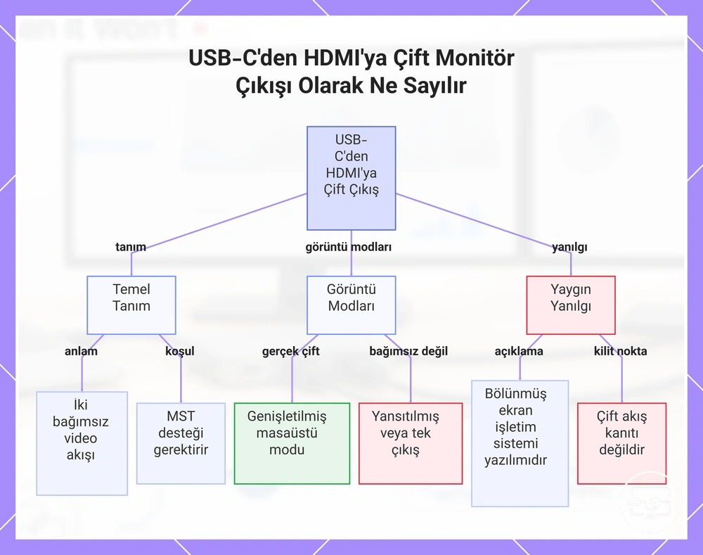 USB-C'den HDMI'ya Çift Monitör Çıkışı Olarak Ne Sayılır