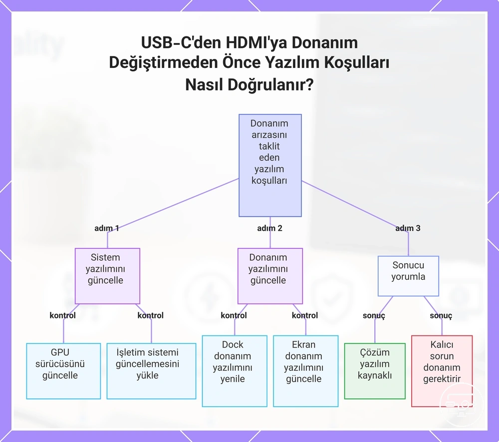 USB-C'den HDMI'ya Donanım Değiştirmeden Önce Yazılım Koşulları Nasıl Doğrulanır?