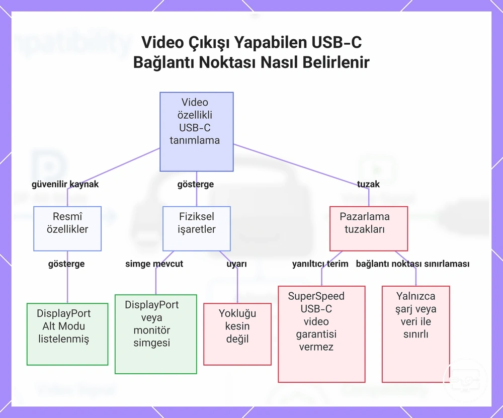 Video Çıkışı Yapabilen USB-C Bağlantı Noktası Nasıl Belirlenir