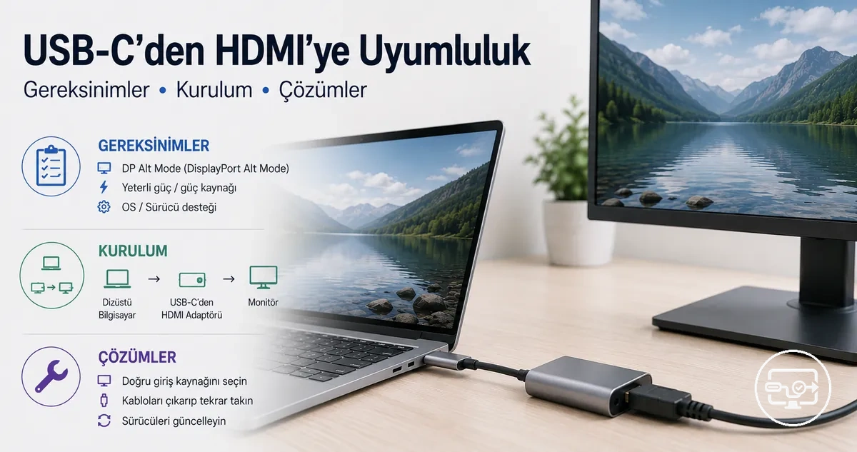 USB-C’den HDMI’ye uyumluluk özeti: gereksinimler, kurulum yolları ve yaygın çözümler